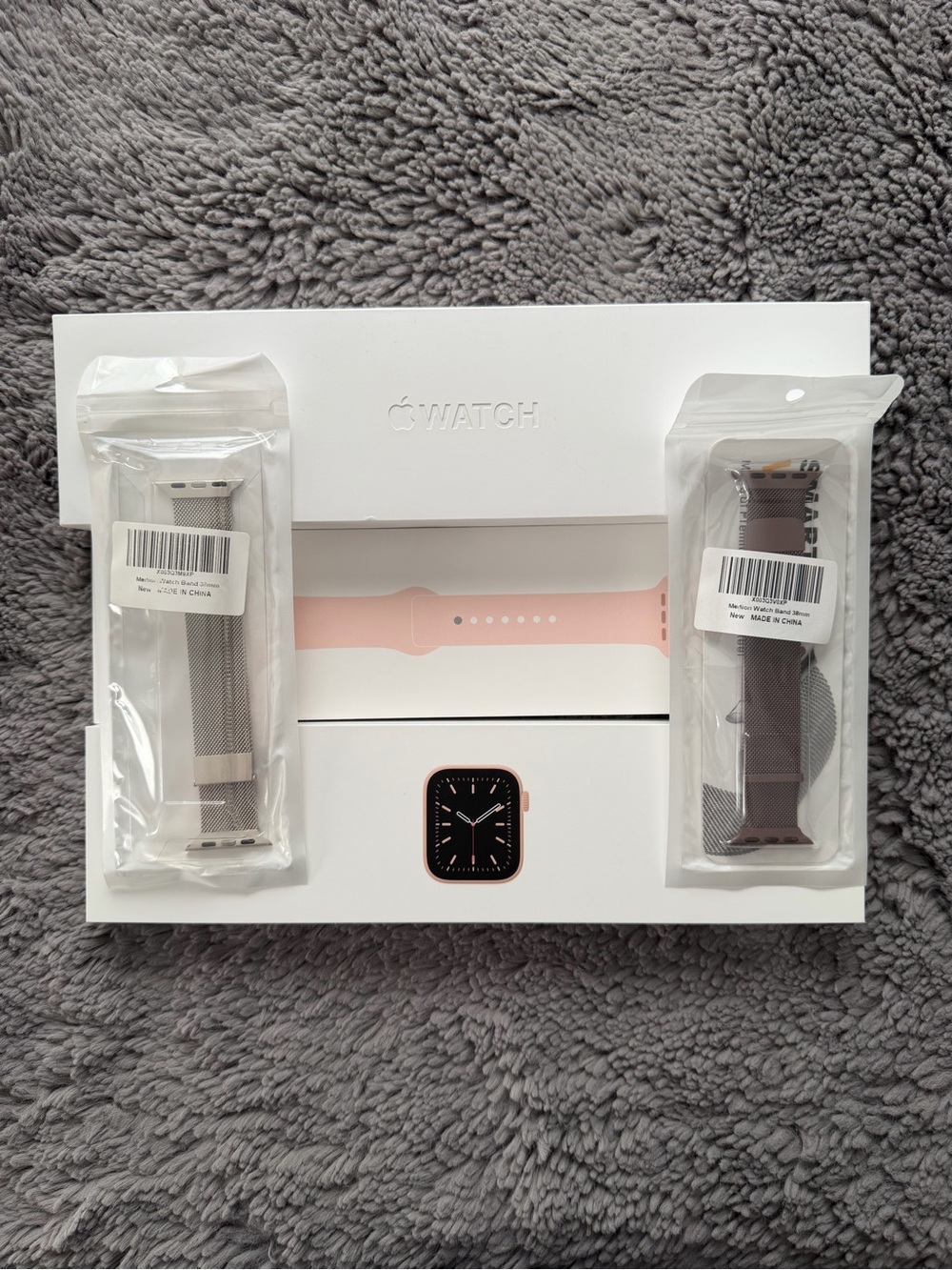 Apple Watch Bands Set - Pink and Silver Mesh